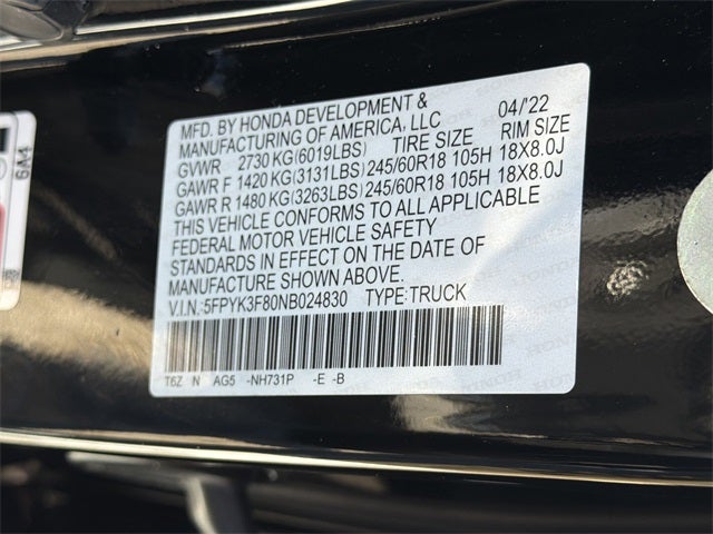 2022 Honda Ridgeline Black Edition