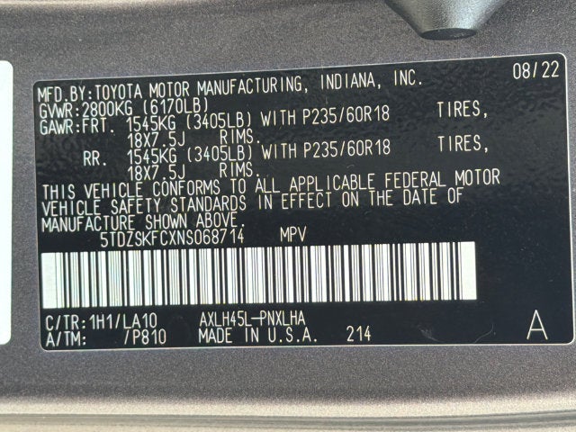 2022 Toyota Sienna Limited 7 Passenger