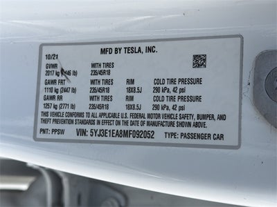 2021 Tesla Model 3 Standard Range Plus
