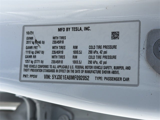 2021 Tesla Model 3 Standard Range Plus