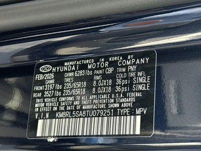 2026 Hyundai PALISADE HYBRID Blue SEL 8P