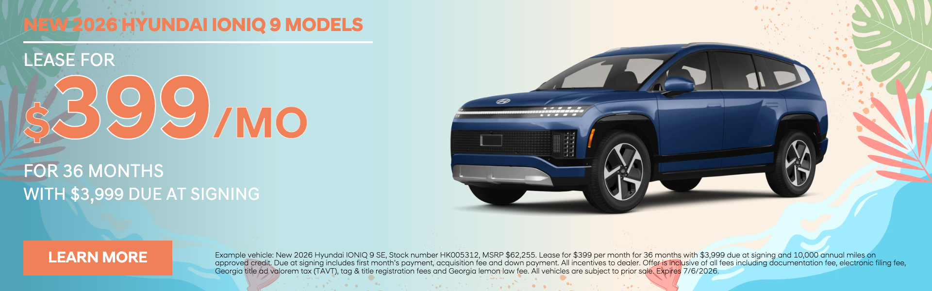 New 2026 Hyundai IONIQ 9 Models lease Kennesaw GA