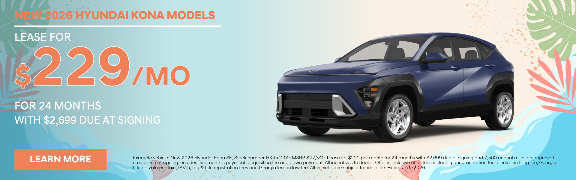 New 2026 Hyundai Kona Models lease Kennesaw GA