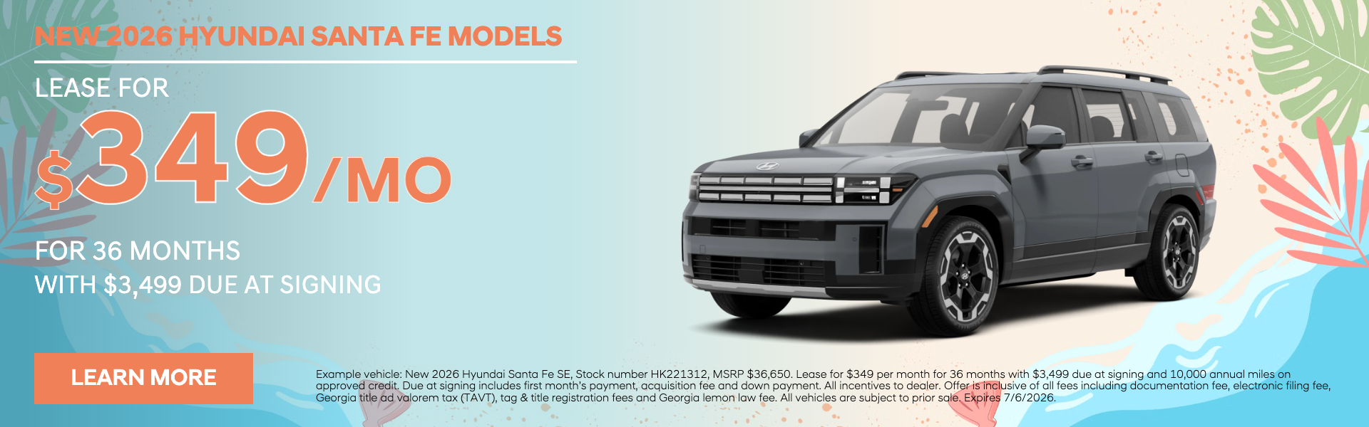 New 2026 Hyundai Santa Fe Models lease Kennesaw GA