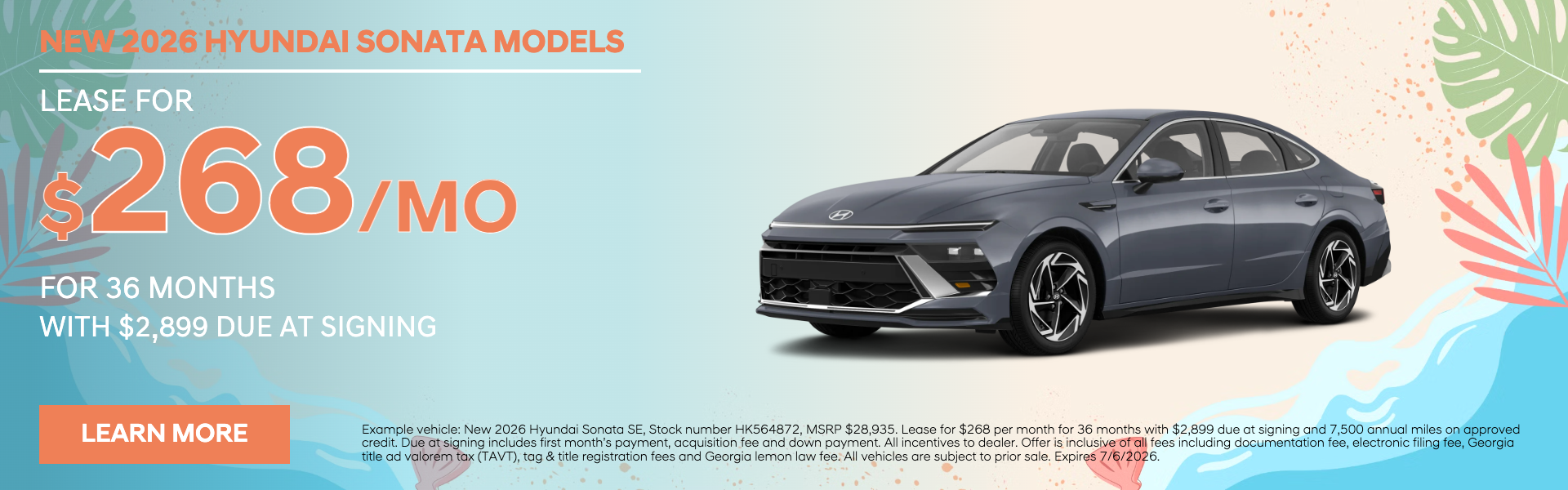New 2026 Hyundai Sonata Models lease Kennesaw GA
