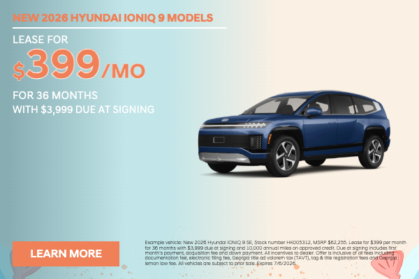 New 2026 Hyundai IONIQ 9 Models lease Kennesaw GA