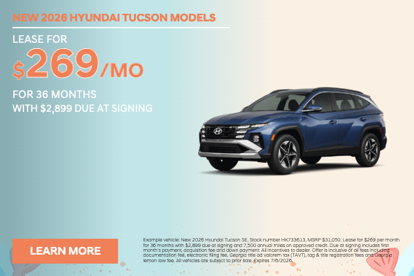New 2026 Hyundai Tucson Models lease Kennesaw GA