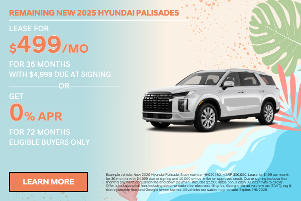 New 2025 Hyundai Palisade Models lease Kennesaw GA